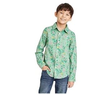 Cat & Jack Boys Floral Print Long Sleeve Button Up Shirt
